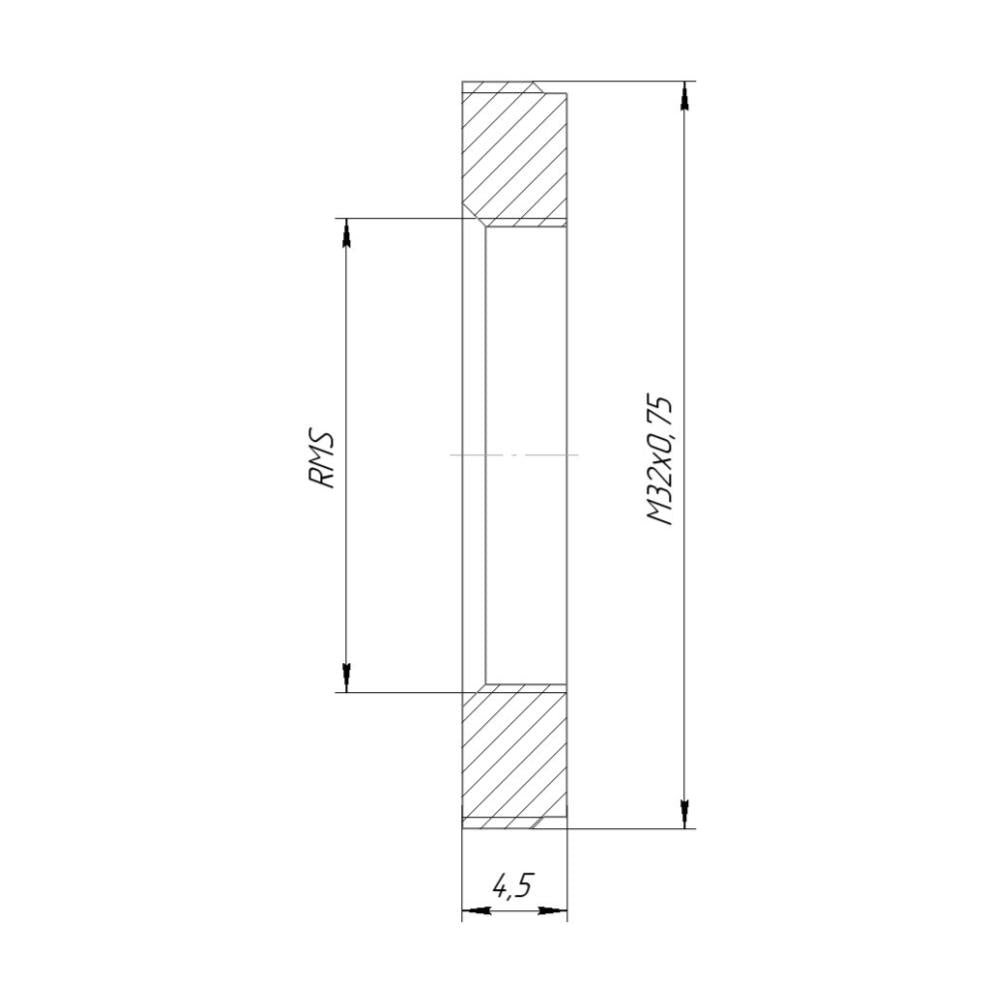 M32x0.75 male to RMS female thread microscope adapter, flangeless, black