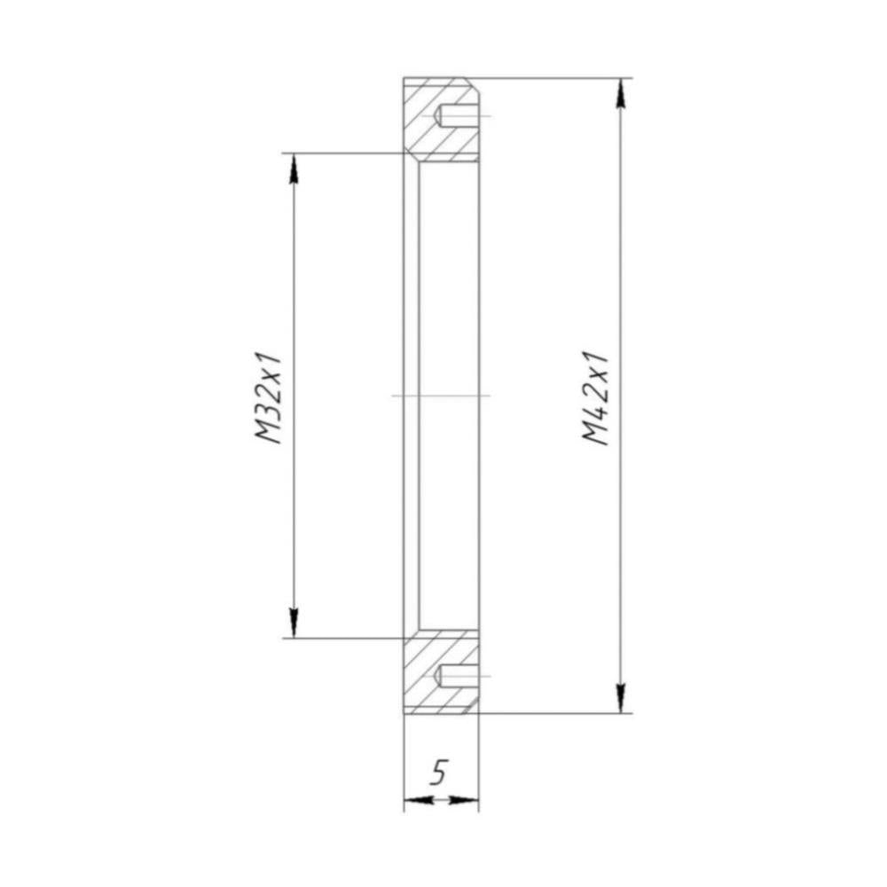 M32x1 female to M42x1 male thread adapter, flangeless