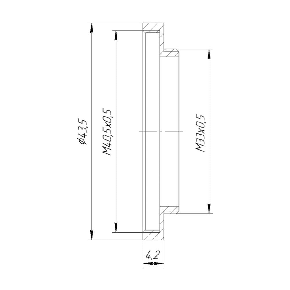 M33x0.5 male to M40.5x0.5 female thread adapter (33mm to 40.5mm step-up ring)