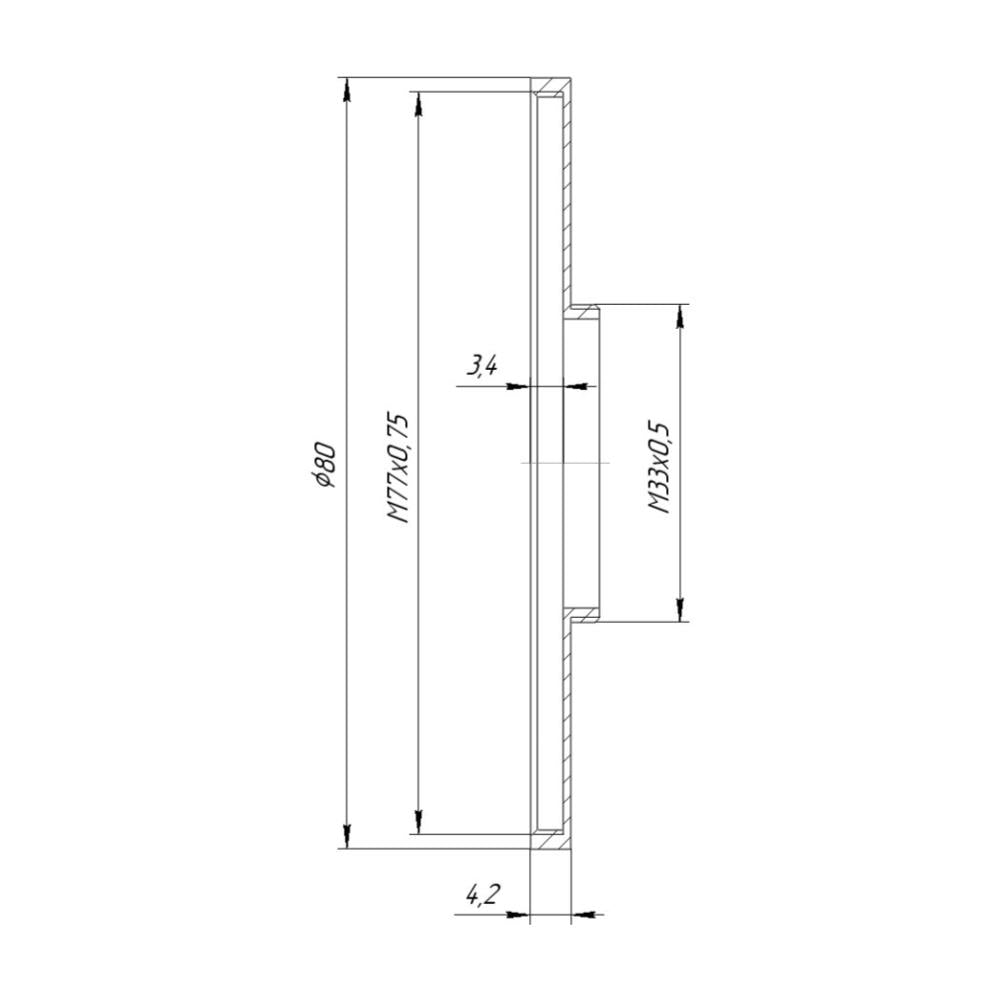 M33x0.5 male to M77x0.75 female filter step-up ring for Kiev-16U lenses
