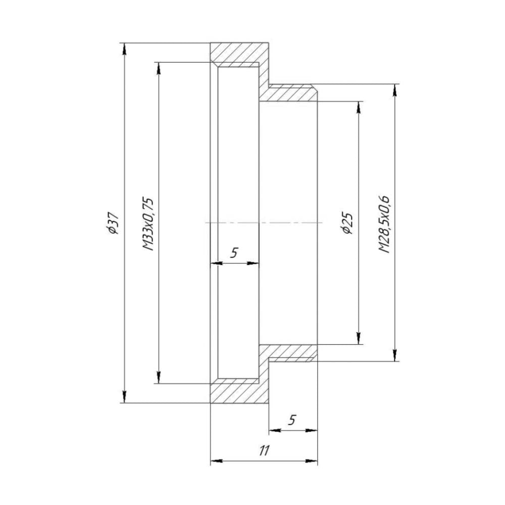 M33x0.75 female to M28.5x0.6 male thread adapter