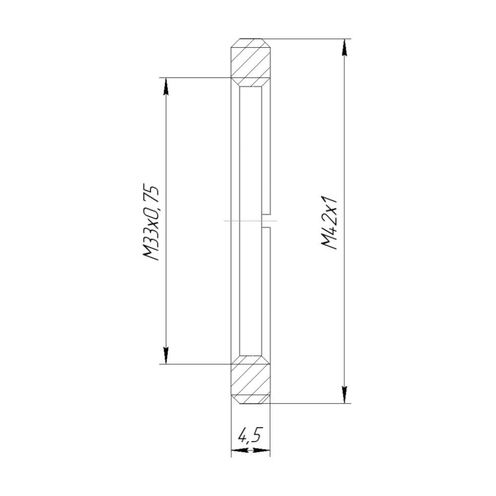 M33x0.75 female to M42x1 male thread adapter, flangeless, bronze