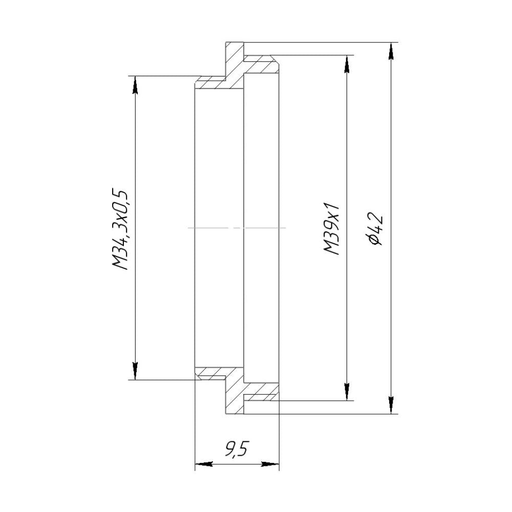 M34.5x0.5 male to M39x1 male thread adapter