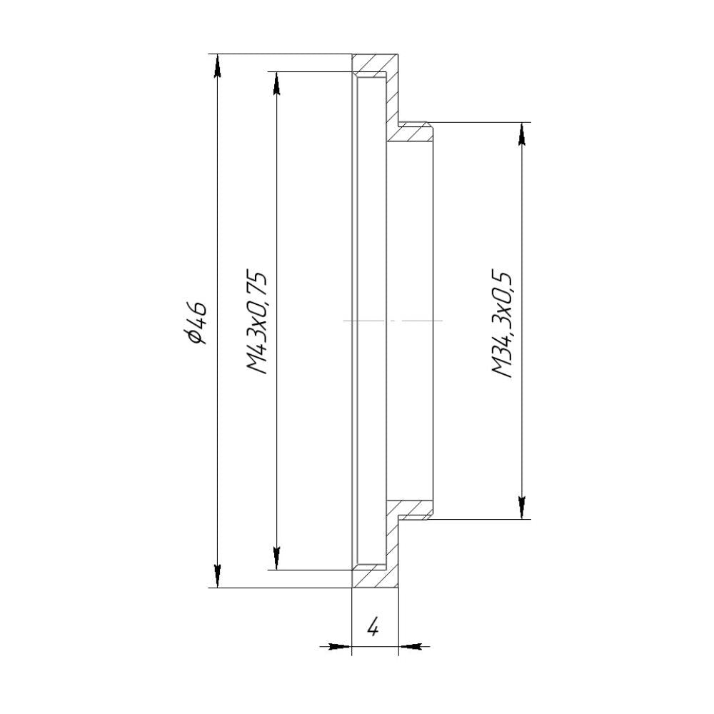 M34.5x0.5 male to M43x0.75 female thread adapter (step-up ring) for El-Nikkors