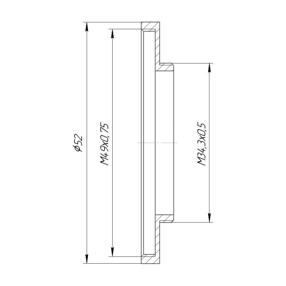 M34.5x0.5 male to M49x0.75 female thread adapter (step-up ring) for El-Nikkors