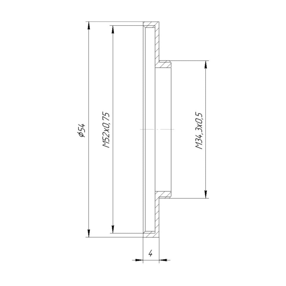 M34.5x0.5 male to M52x0.75 female thread adapter (step-up ring) for El-Nikkors
