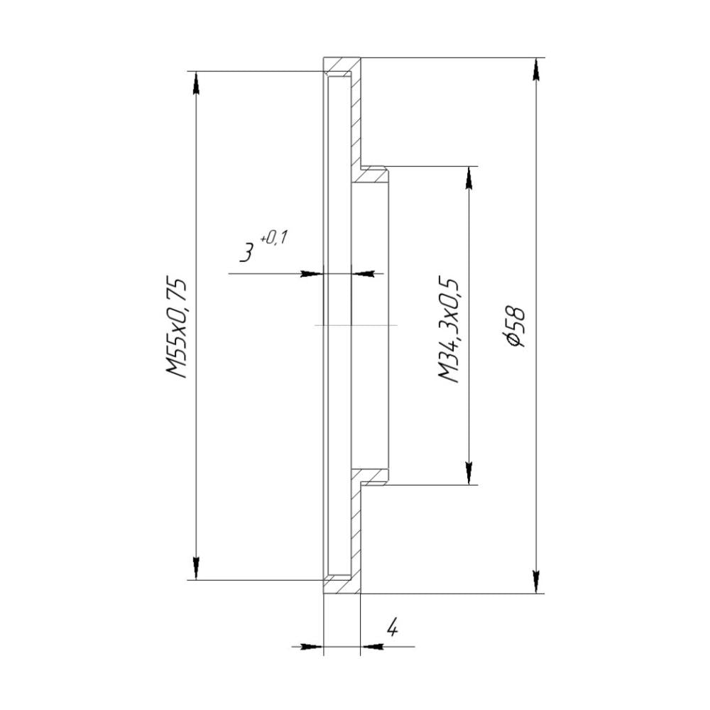 M34.5x0.5 male to M55x0.75 female thread adapter (step-up ring) for El-Nikkors