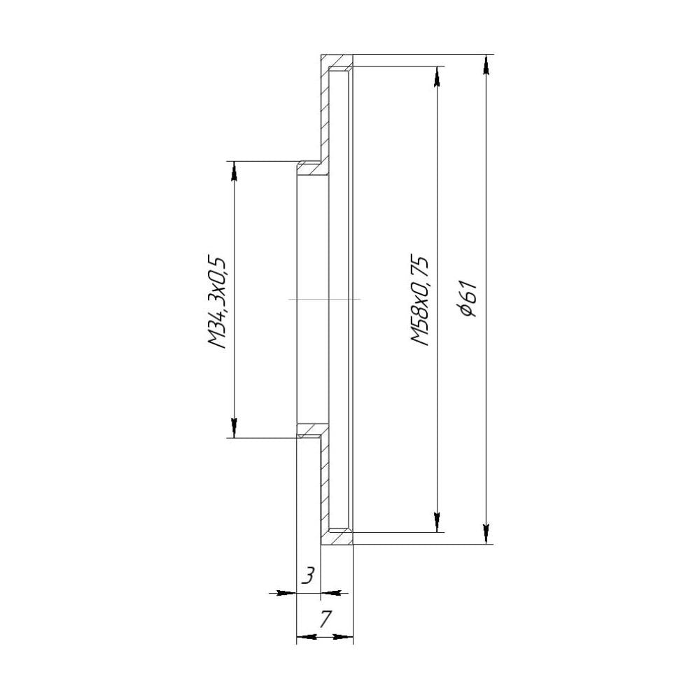 M34.5x0.5 male to M58x0.75 female thread adapter (step-up ring) for El-Nikkors