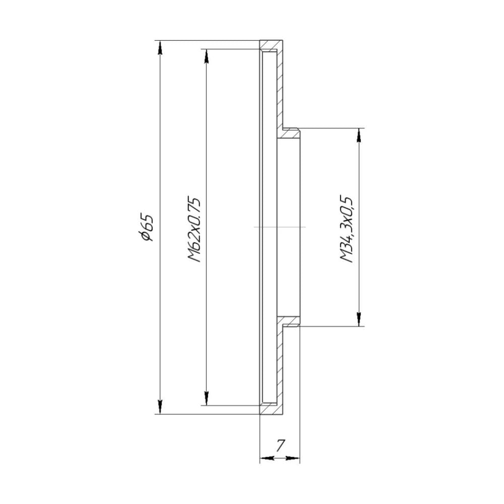 M34.5x0.5 male to M62x0.75 female thread adapter (step-up ring) for El-Nikkors