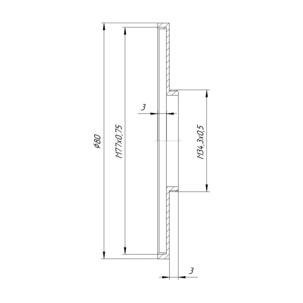 M34.5x0.5 male to M77x0.75 female thread adapter (step-up ring) for El-Nikkors