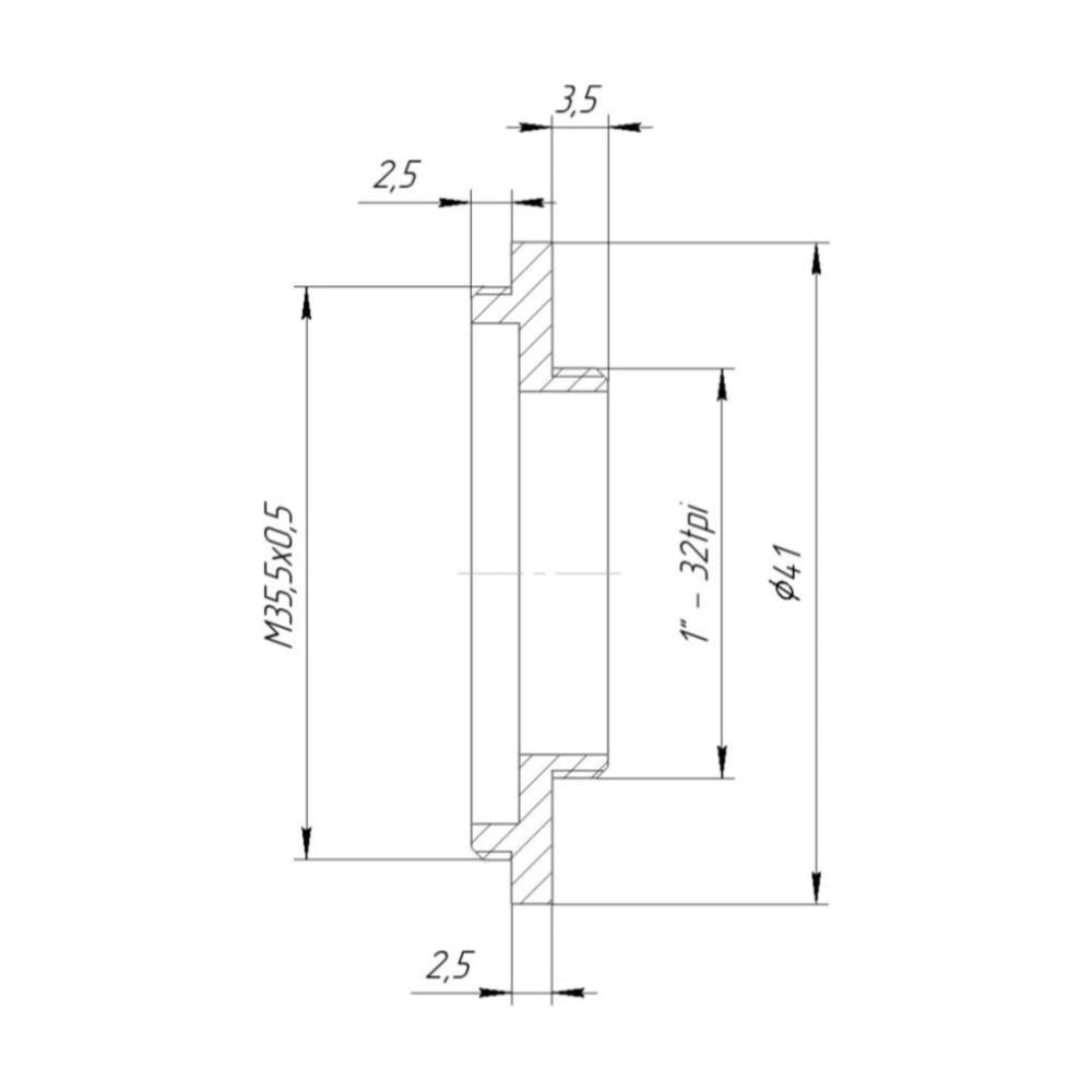M35.5x0.5 male to C-mount male thread adapter