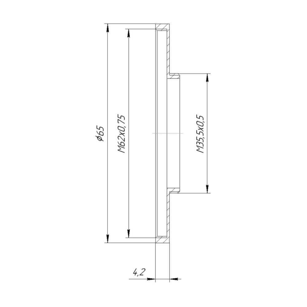 M35.5x0.5 male to M62x0.75 female thread adapter (35.5mm to 62mm step-up ring)