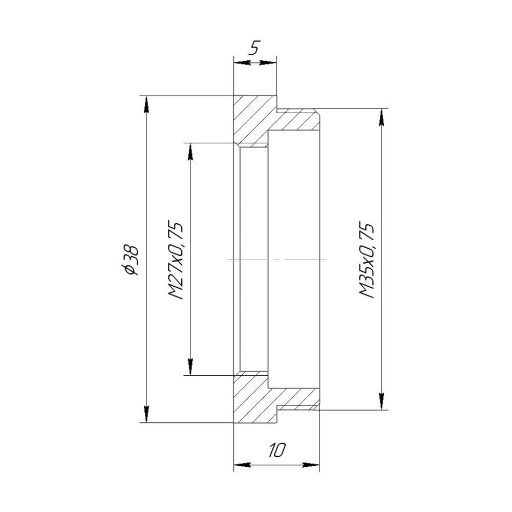 M35x0.75 male to M27x0.75 female thread adapter