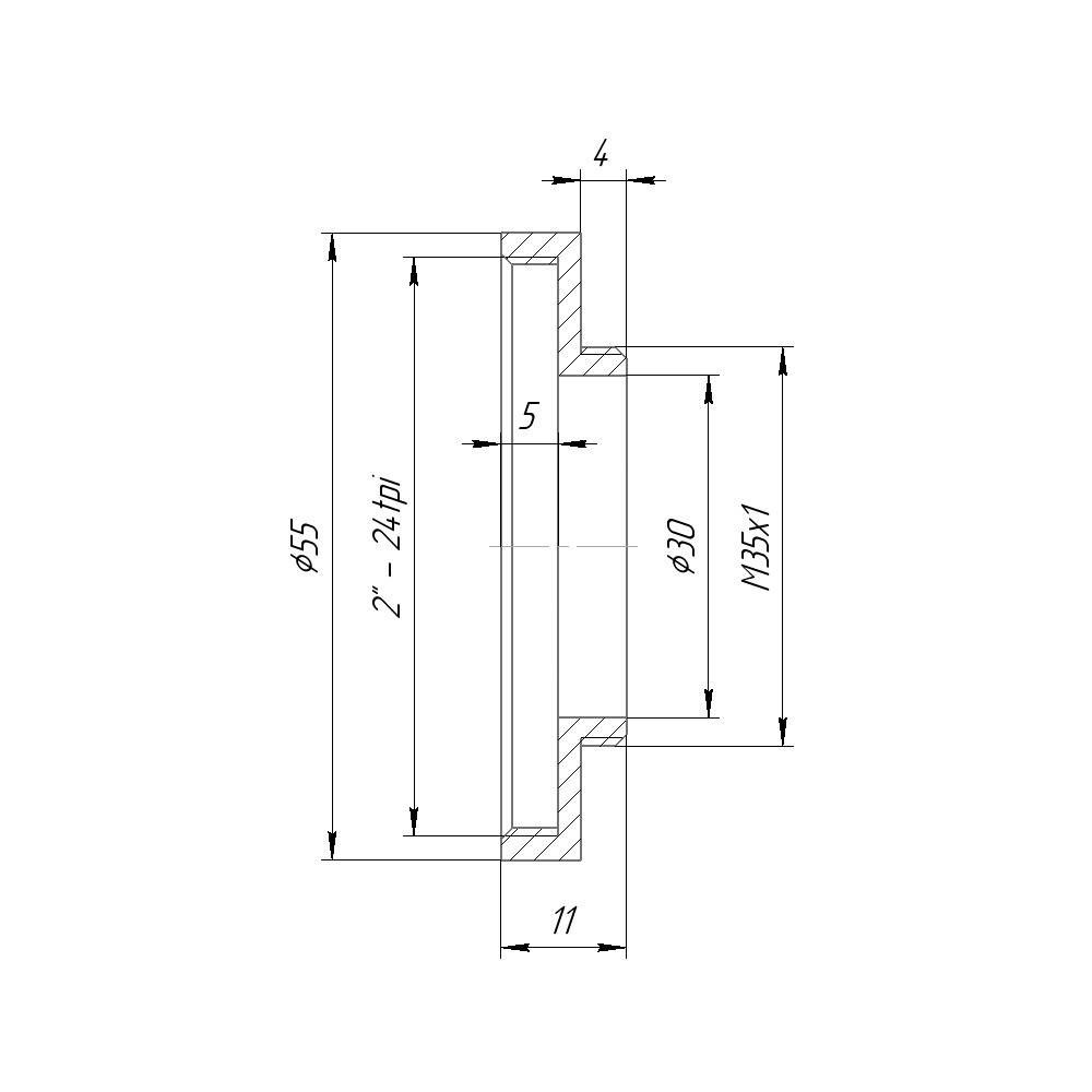 M35x1 male to SCT 2" female thread adapter
