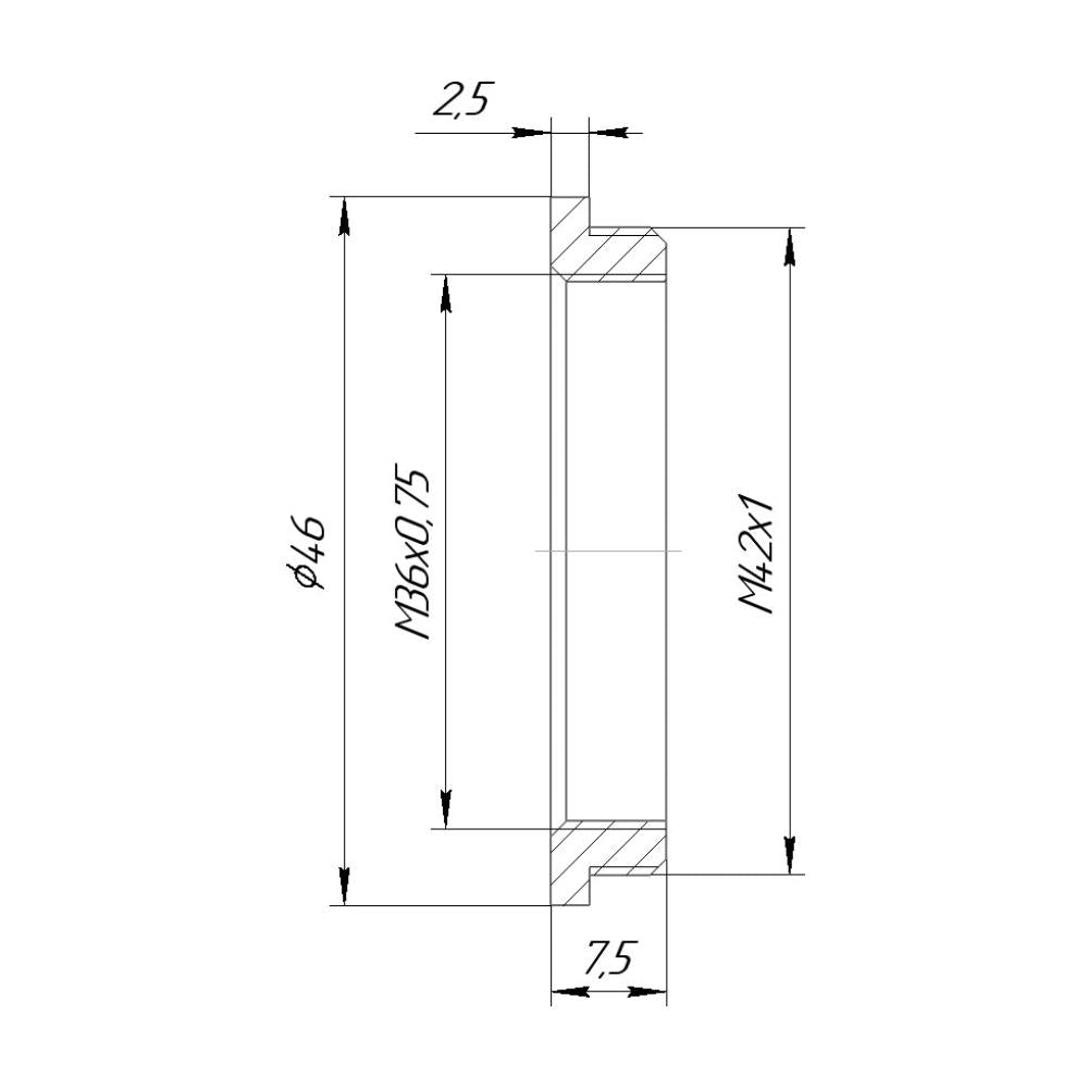 M36x0.75 female to M42x1 male thread adapter for LOMO OKC11-35-1 block