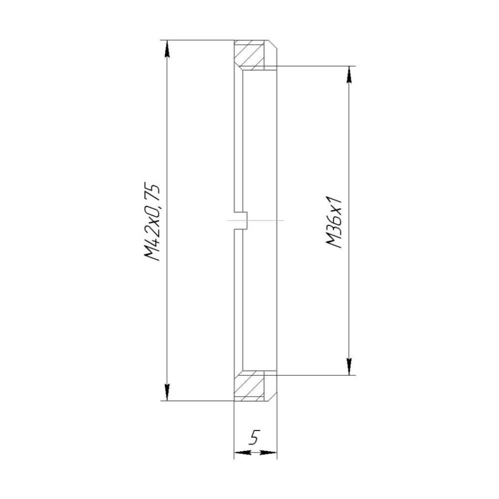 M36x1 female to M42x0.75 (T2 mount) male thread adapter