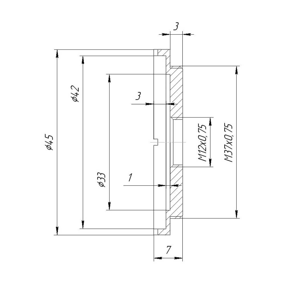 M37x0.75 male to M12x0.75 female thread adapter