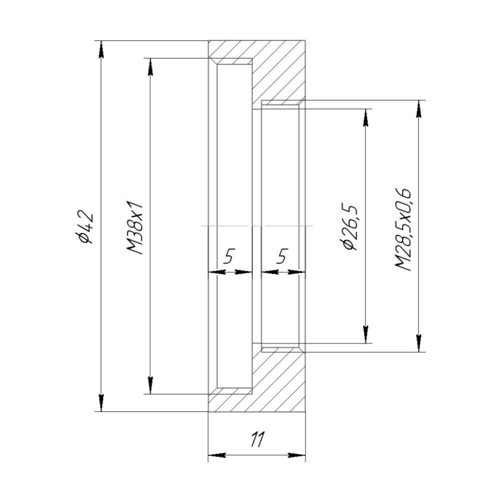 M38x1 female to M28.5x0.6 female thread adapter for telescope