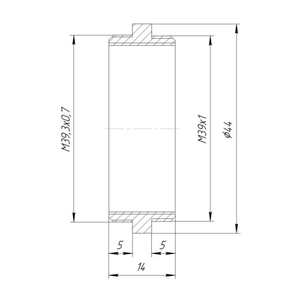 M39.3x0.7 male to M39x1 male thread adapter