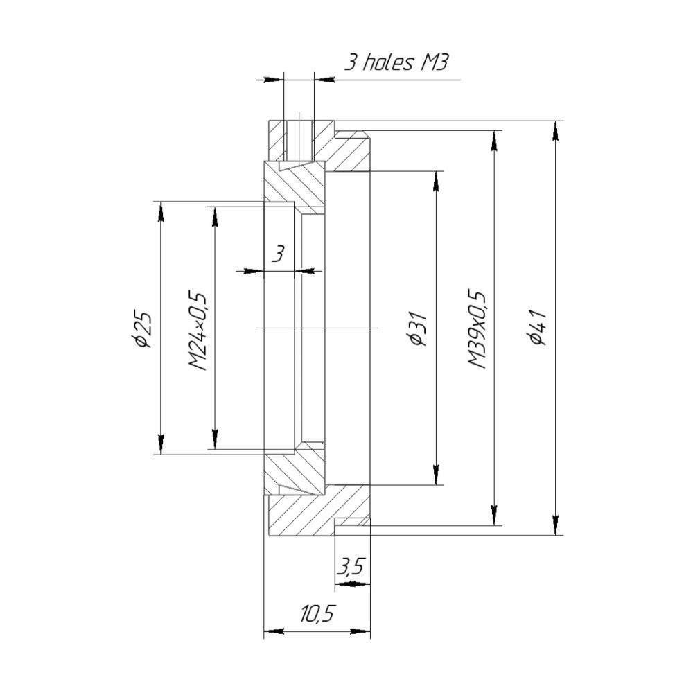 M39x0.5 male to M24x0.5 female step-down ring (adapter for Bolex 8/19/1.5x)
