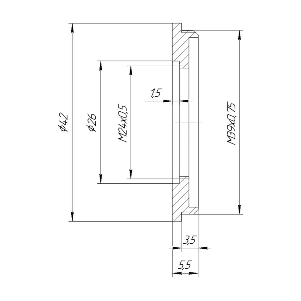 M39x0.75 male to M24x0.5 female thread adapter for Bolex 8/19/1.5x lens