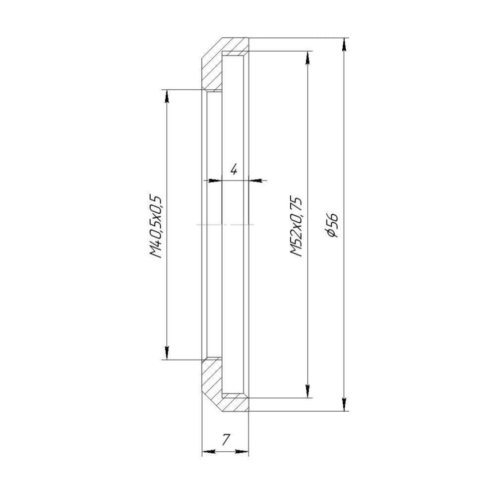 M40.5x0.5 female to M52x0.75 female thread adapter (filter step-up ring)