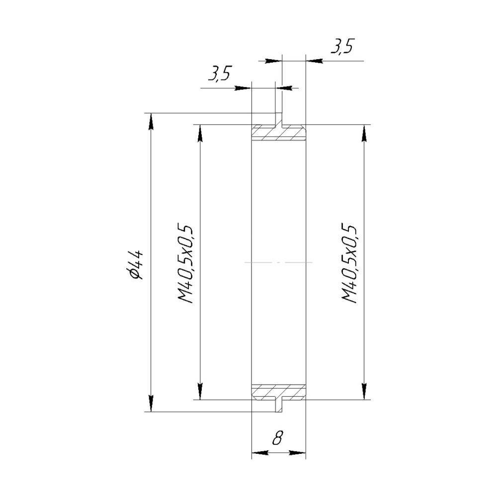 M40.5x0.5 male to M40.5x0.5 male thread adapter