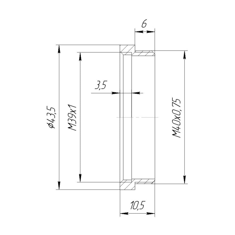 M40x0.75 male to M39x1 female thread adapter, short
