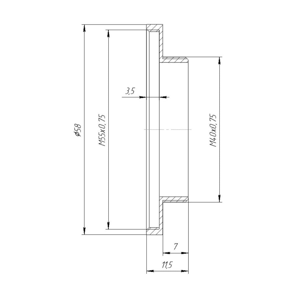 M40x0.75 male to M55x0.75 female thread adapter for Copal #1 shutter