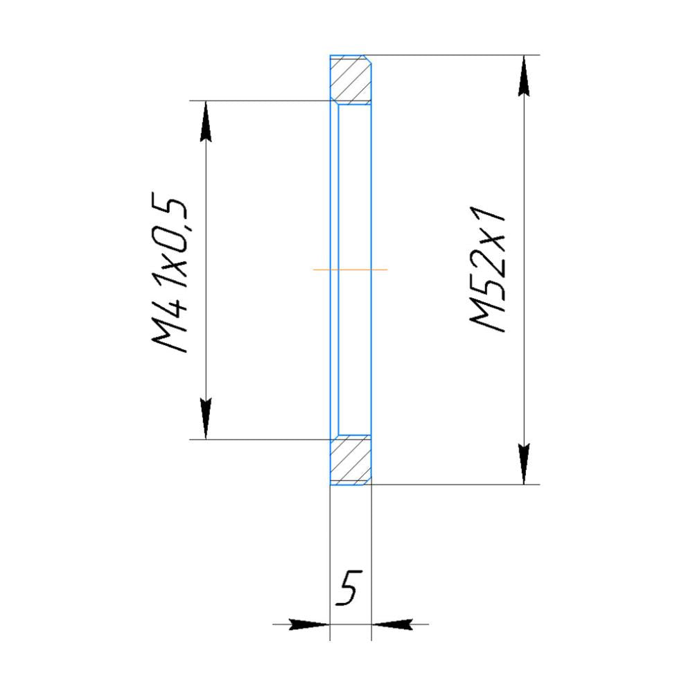 M41x0.5 female to M52x1 male thread adapter for Nikon-Rayfact lens, flangeless