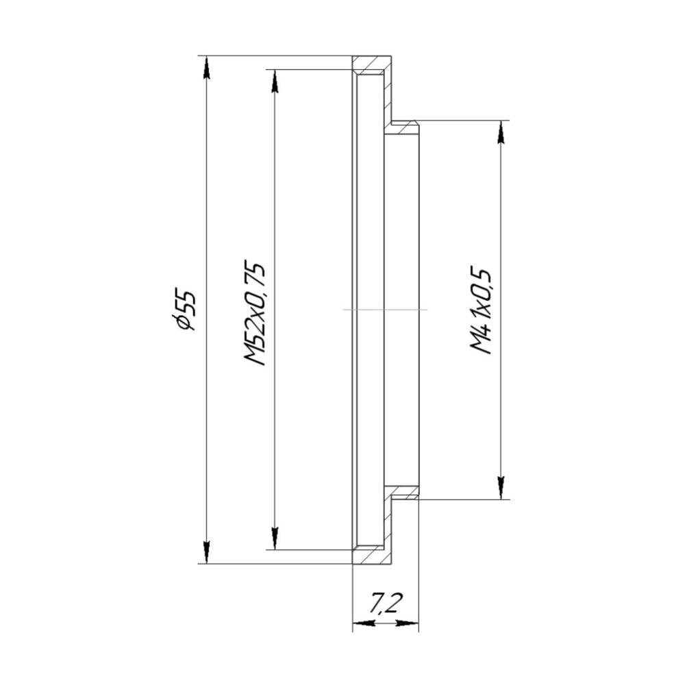 M41x0.5 male to M52x0.75 female thread adapter (41mm to 52mm step-up ring)
