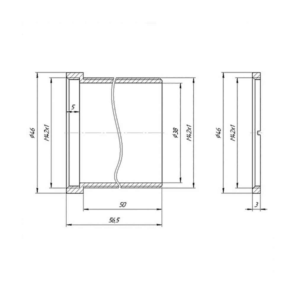 50mm long M42x1 extender (variable tube) with stop ring