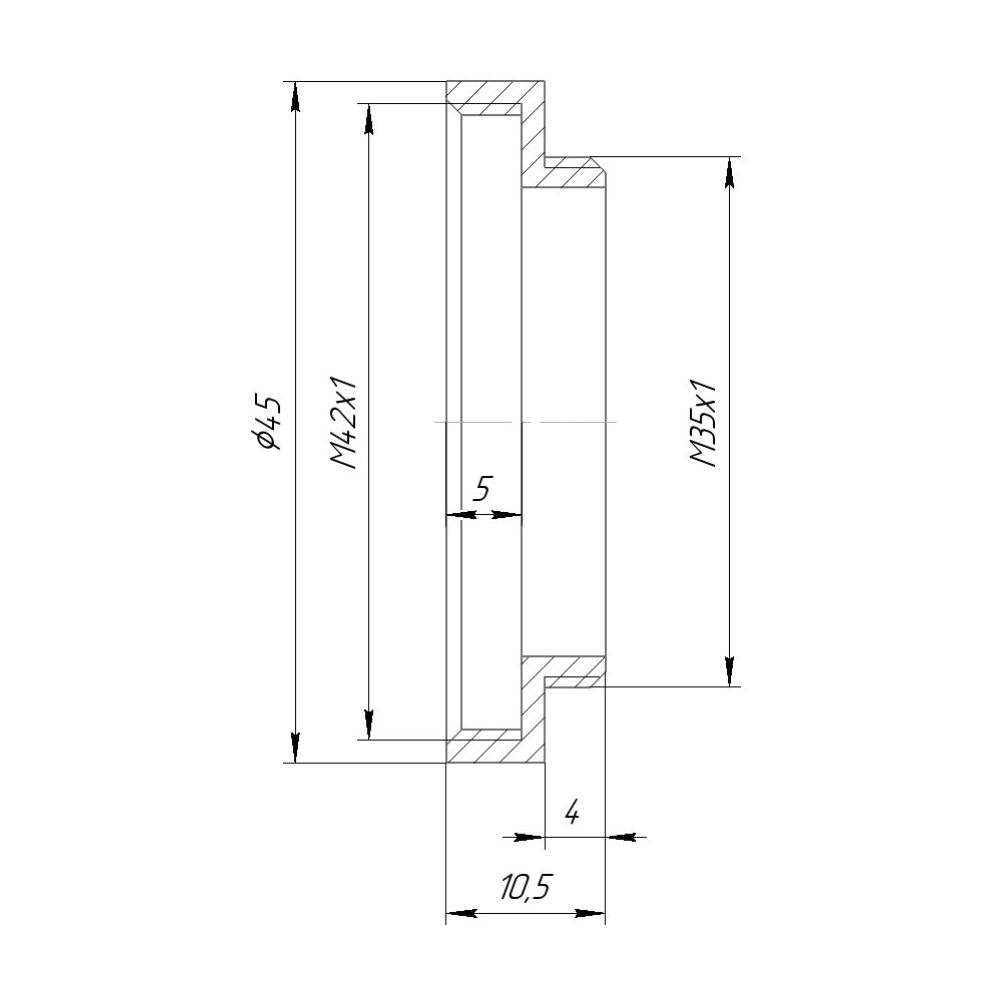 M42x1 female to M35x1 male thread adapter