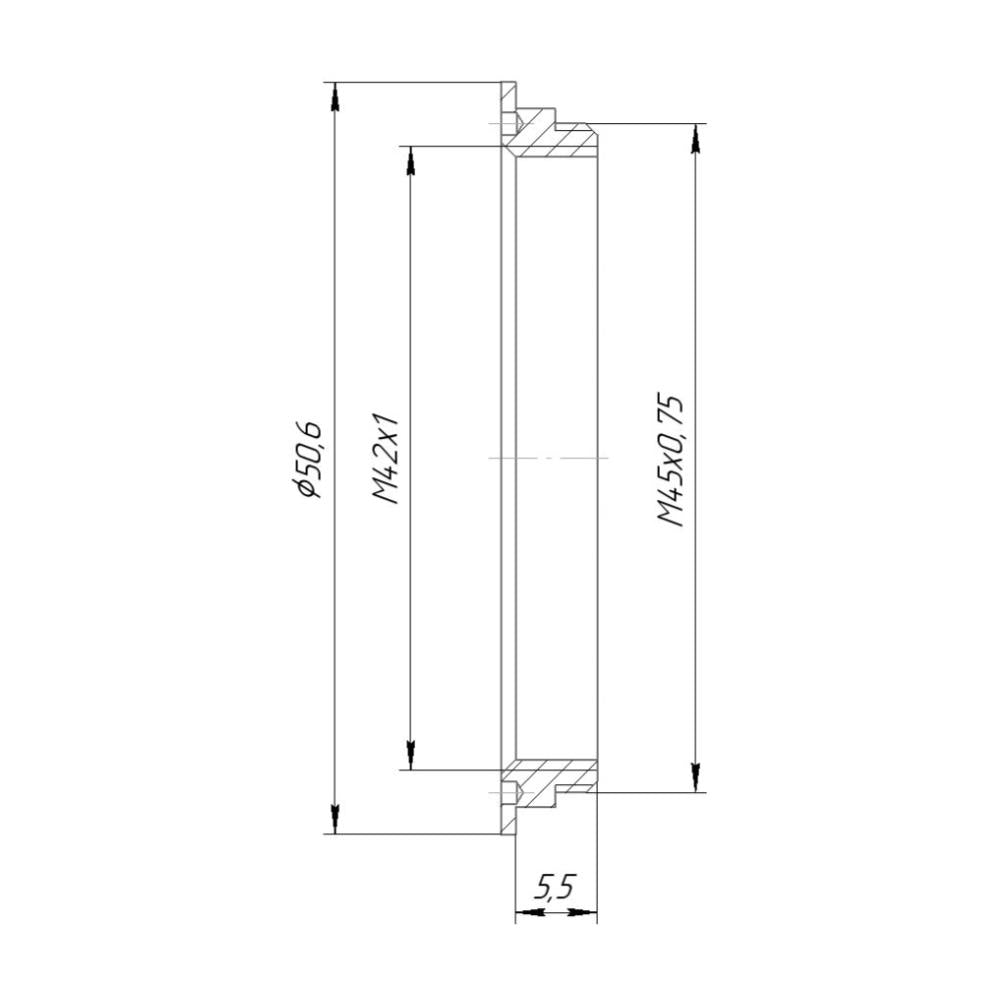 M42x1 female to M45x0.75 male thread adapter for Rodenstock/Linos Modular Focus