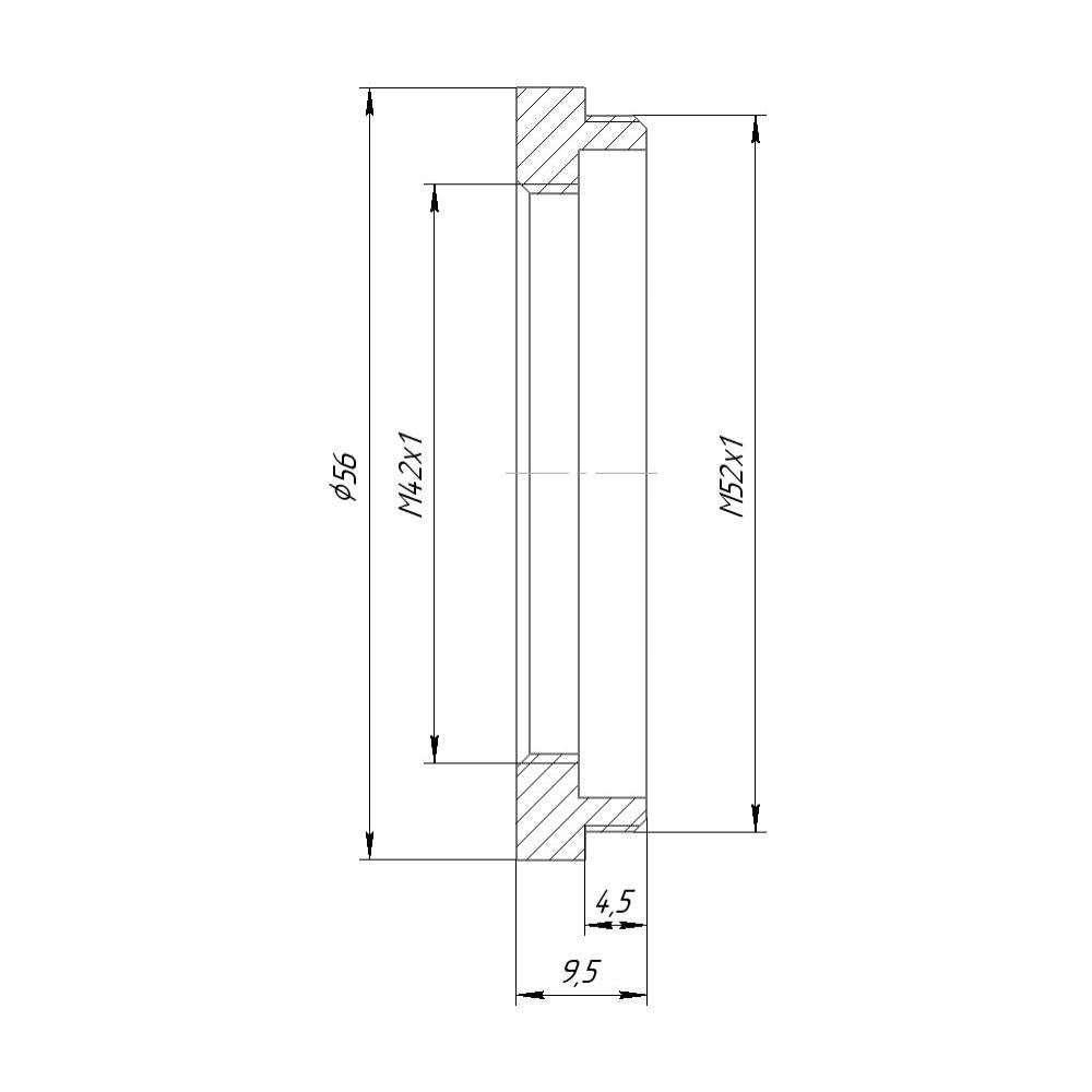 M42x1 female to M52x1 male thread adapter