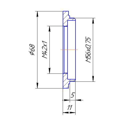 M42x1 female to M56x0.75 male thread adapter for Copal No.3S shutter