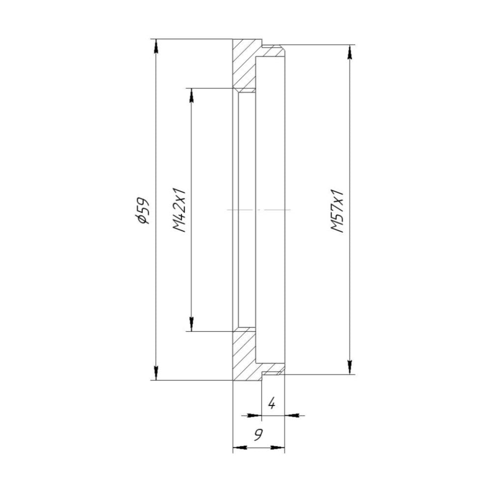 M42x1 female to M57x1 male thread adapter for Bronica S2