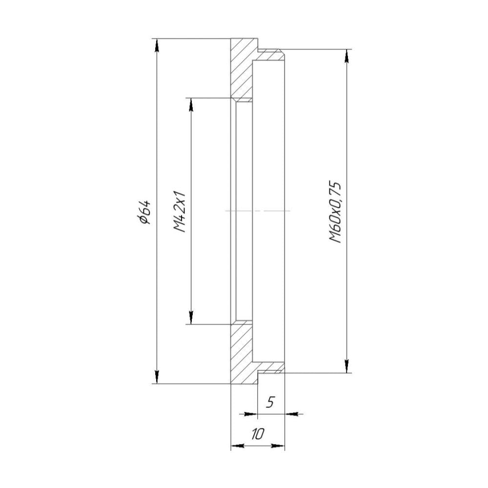 M42x1 female to M60x0.75 male thread adapter
