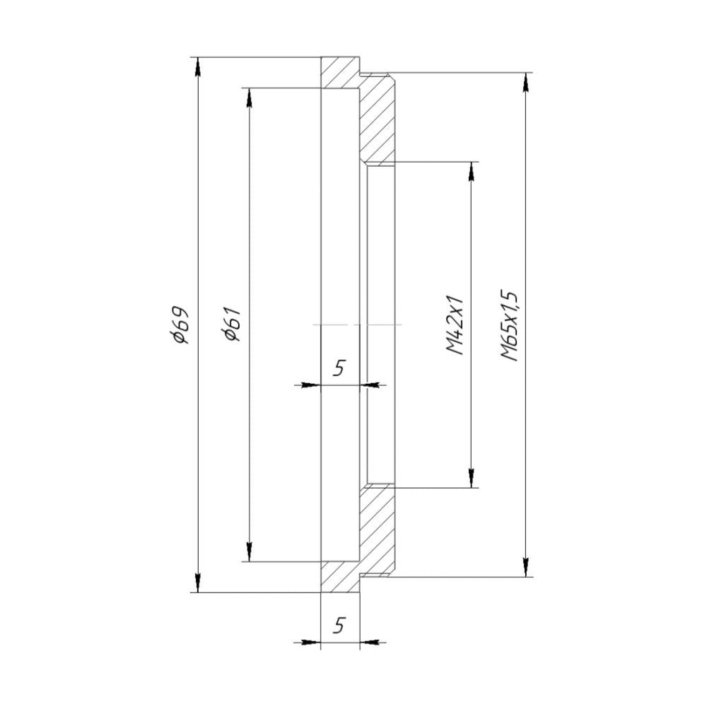 M42x1 female to M65x1.5 male thread adapter for Leica Z16A microscope