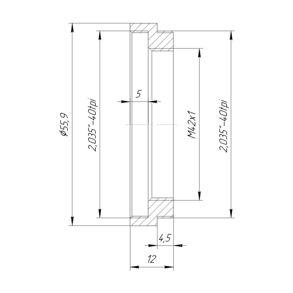 M42x1 female to SM2 male thread adapter