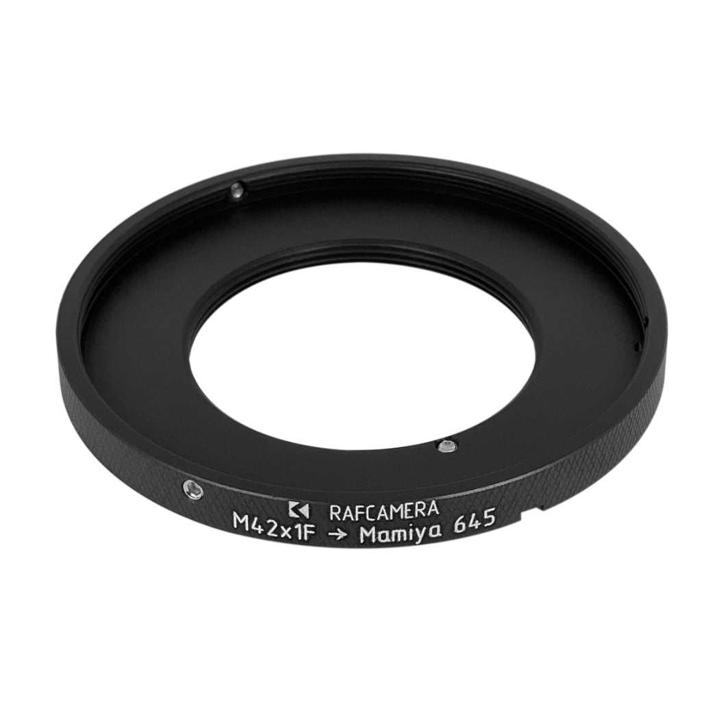 M42x1 lens to Mamiya 645 camera mount adapter with extra M67x0.75 female thread
