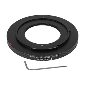 M42x1 lens to Mamiya 645 camera mount adapter with extra M77x0.75 female thread