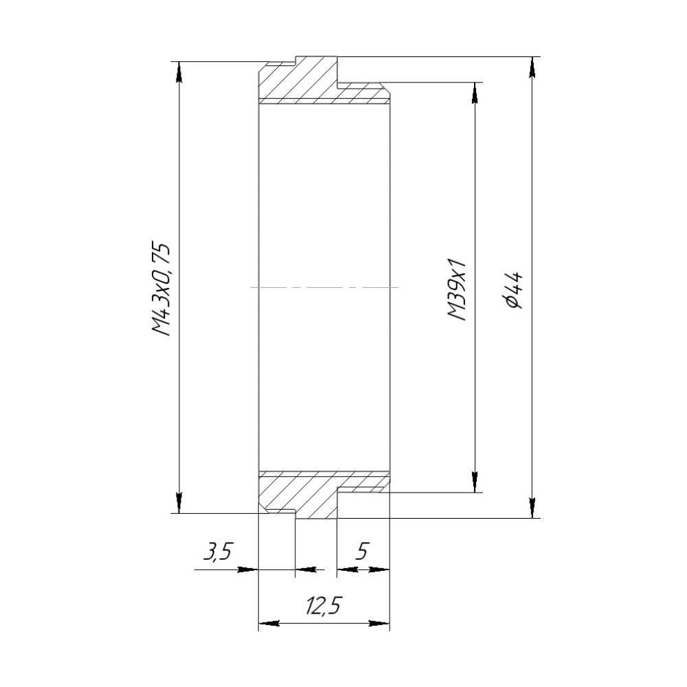 M43x0.75 male to M39x1 (LTM) male thread adapter