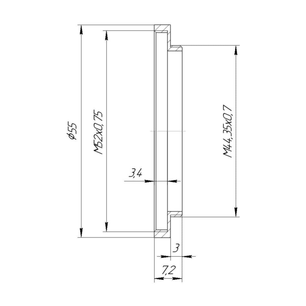 M44.35x0.7 to M52x0.75 Step-Up Ring for Angenieux Type S5, P2 lenses