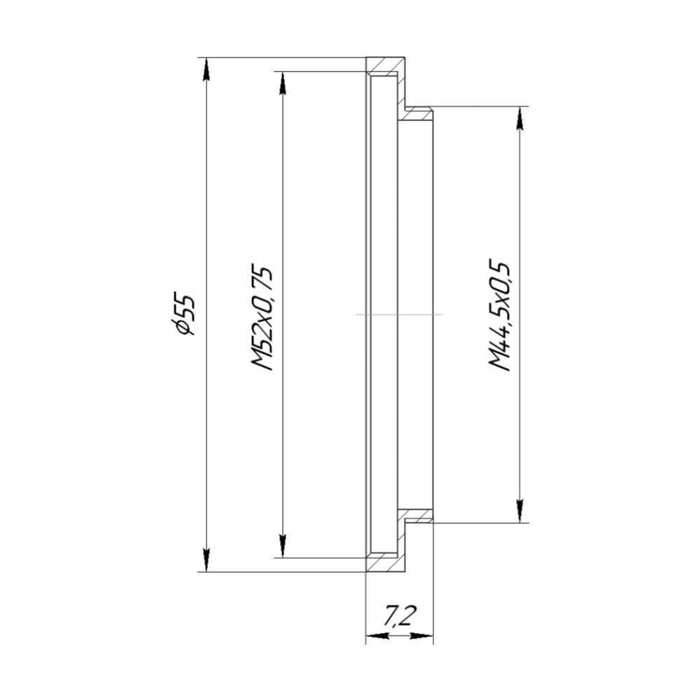 M44.5x0.5 male to M52x0.75 female thread adapter (44.5mm to 52mm step-up ring)