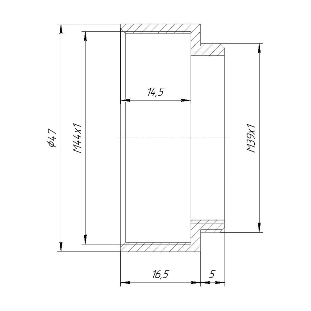 M44x1 female to M39x1 (LTM) male thread adapter
