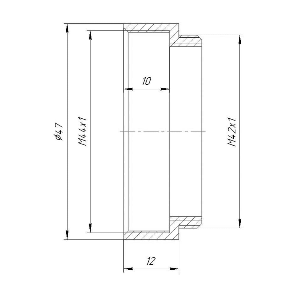 M44x1 female to M42x1 male thread adapter