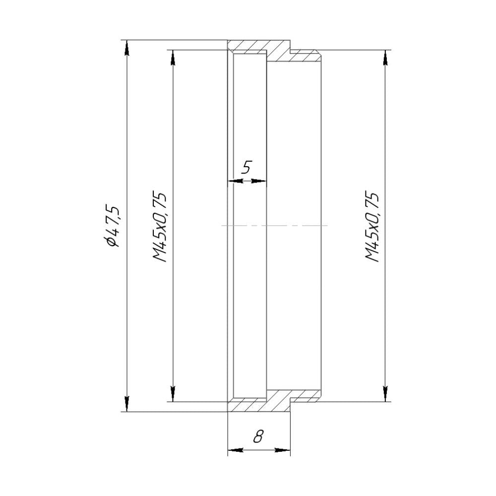 M45x0.75 thread extender (8mm)
