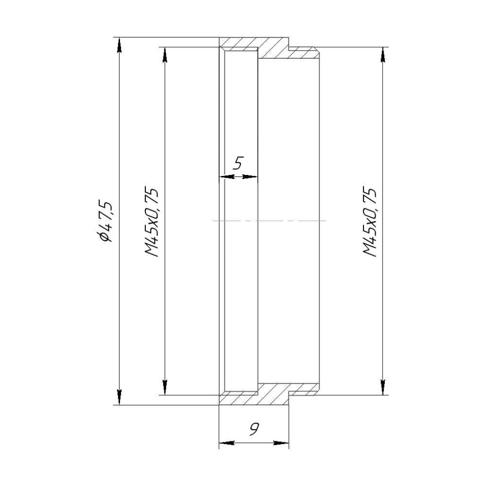 M45x0.75 thread extender (9mm)
