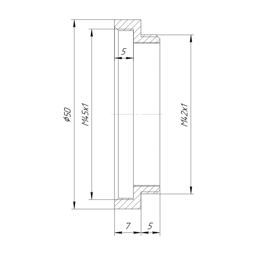M45x1 female to M42x1 male thread adapter